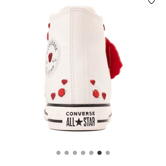 Converse Chuck Taylor ALL STAR White High-Tops with Red Heart & Roses Accents - Picture 3 of 15
